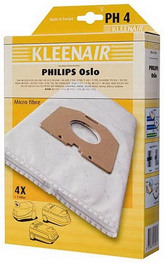 Kleenair Stofzuigerzakken - 4 stuks + Filter - Geschikt voor Philips City Line Serie