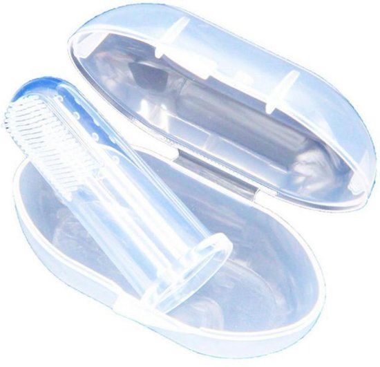 KELERINO. - Baby Vinger Tandenbortel - Met Opbergbox - Transparant