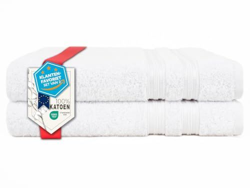 Hammetex Badhanddoeken 2-delige Set 70x140 cm, 100% Katoen Badstof