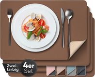 Sidorenko Loco Bird Elegante placemats van PU - 4-delige set tweekleurig bruin/beige - 43 x 30 cm