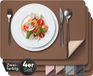 Sidorenko Loco Bird Elegante set de 4 sets van placemats in PU - tweekleurig bruin/beige - 43 x 30 cm