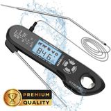 KitchenLove Thermomètre à viande - Thermomètre BBQ numérique - Thermomètre de four avec sonde externe - Noir