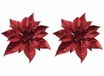 Bellatio flowers & plants Cosy & Trendy Kerstboomversiering - 10x stuks - bloem - op clip - rode kerstster - 18 cm