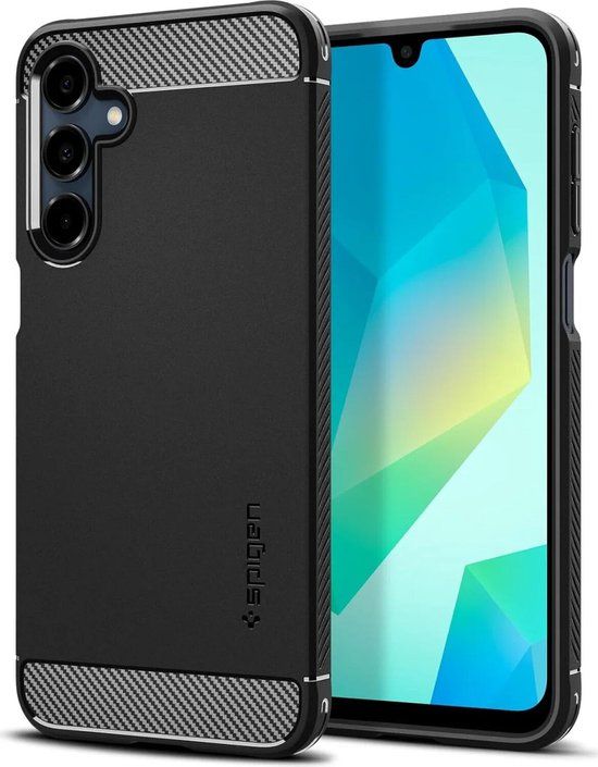 Spigen Rugged Armor Hoesje Geschikt voor Samsung Galaxy A16 - Back Cover met Air Cushion - Carbon - Matte - Matte Zwart