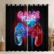 Gordijn voor tienerkamers - Zwart met videospel manette print - 66 x 90 inch