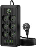 Multiprise avec 11 prises avec 6 prises AC et 5 ports USB - Multiprise