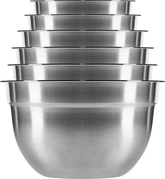 Krumble Beslagkom set - Set van 6 - RVS - Grijs/Zilver