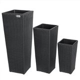 Casaria Bloempotten 3 Stuks - Polyrotan - Zwart