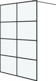 vidaXL Inloopdouchewand 140x195 cm Mat ESG-glas Zwart