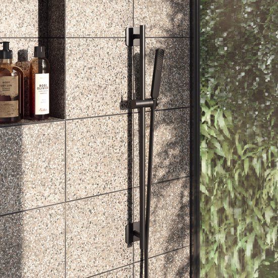 Hotbath Gal - Glijstangset 100 cm - Mat Zwart - Zonder kraan