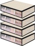 AiQInu Opbergdozen voor onder het bed - Ademend en waterdicht - Set van 4 - Beige - 100% polyester