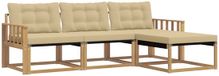 vidaXL - Salon en bois d'acacia banc 4 personnes blanc et beige