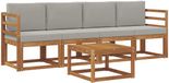 vidaXL Acacia Hout Bank Loungeset 5-delig Naturel et Gris Clair