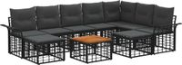 vidaXL Buiten bank set 10 st Zwart en Donker Grijs Polyester