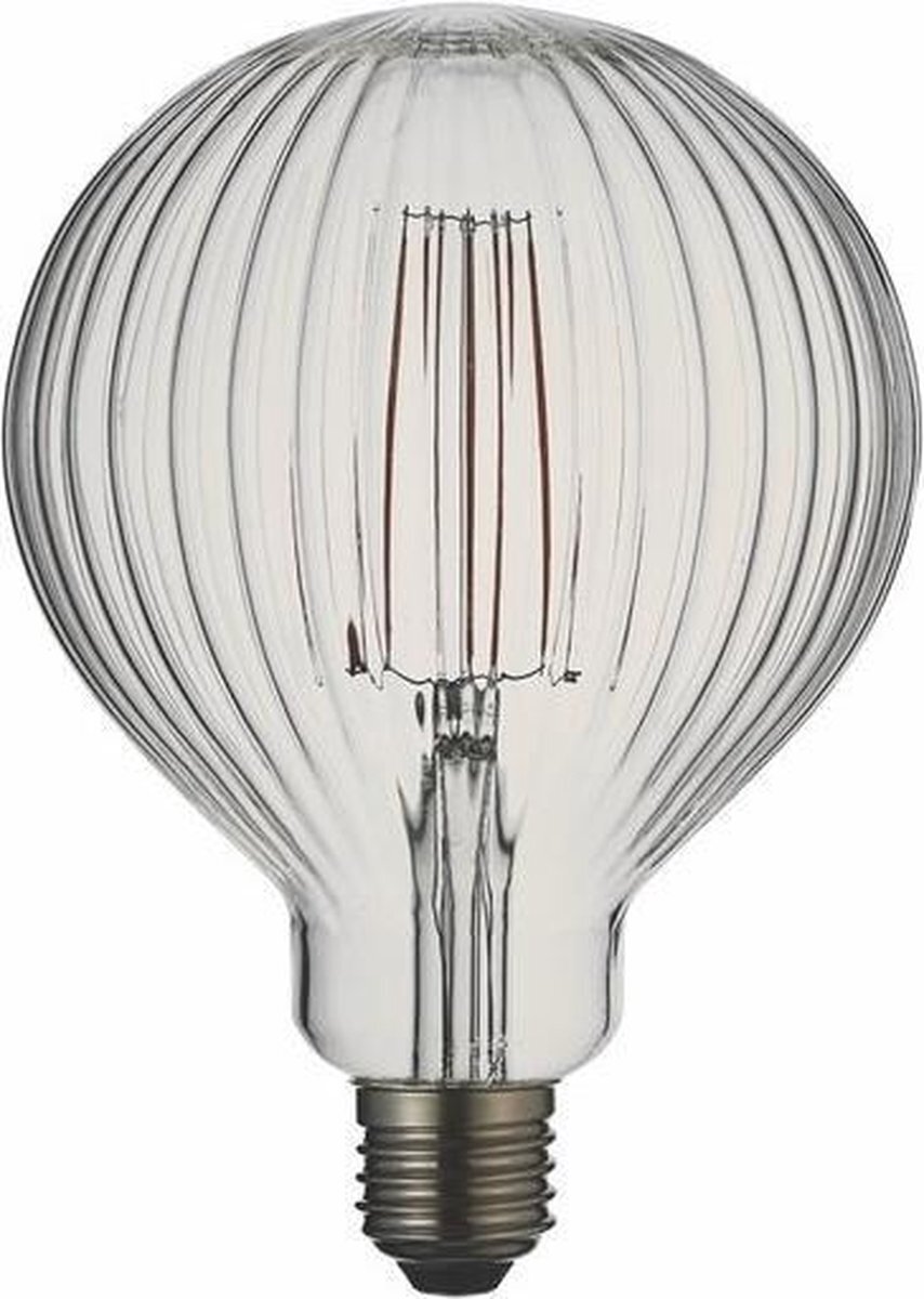 Groenovatie LED Filament Geribbeld Globelamp - E27 Fitting - 4W - Warm Wit - Dimbaar