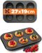 KADAX Moule à muffins, 27 x 19 plaque de cuisson, revêtement antiadhésif en fer-blanc, 6 cavités à muffins, moule de cuisson réutilisable, moule à cupcakes (gris)