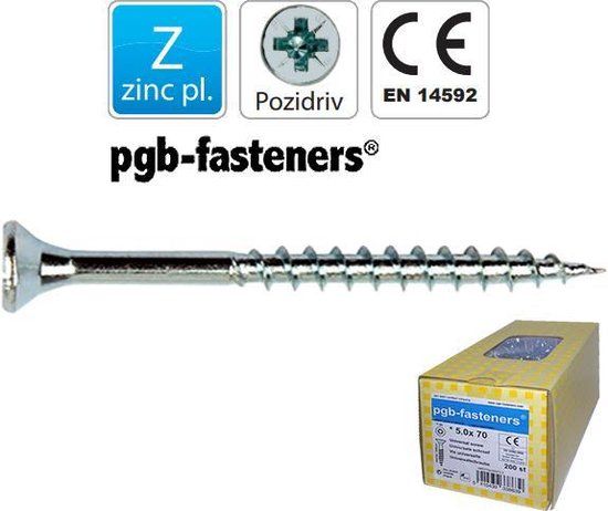pgb-Europe PGB-Fasteners Houtschroef 6 x 110 mm Verzinkt Platkop PZ3 100 stuks