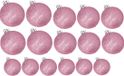 Cosy&Trendy Billiet - Vanlaere Kerstversiering set glitter kerstballen in het roze 6 - 8 - 10 cm pakket - 50x stuks