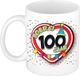 Bellatio Decorations Verjaardag cadeau mok leeftijd 100 jaar - hartje verkeersbord - multi - 300 ml