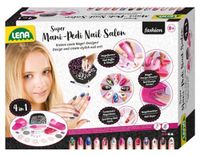 Lena 42654 42654EC Super Mani Pedi Nail Salon, 4-in-1 nagelstudio voor kinderhanden, complete set voor het verfraaien van vingernagels, vingernagelsalon voor meisjes vanaf 8 jaar, nagelverzorging