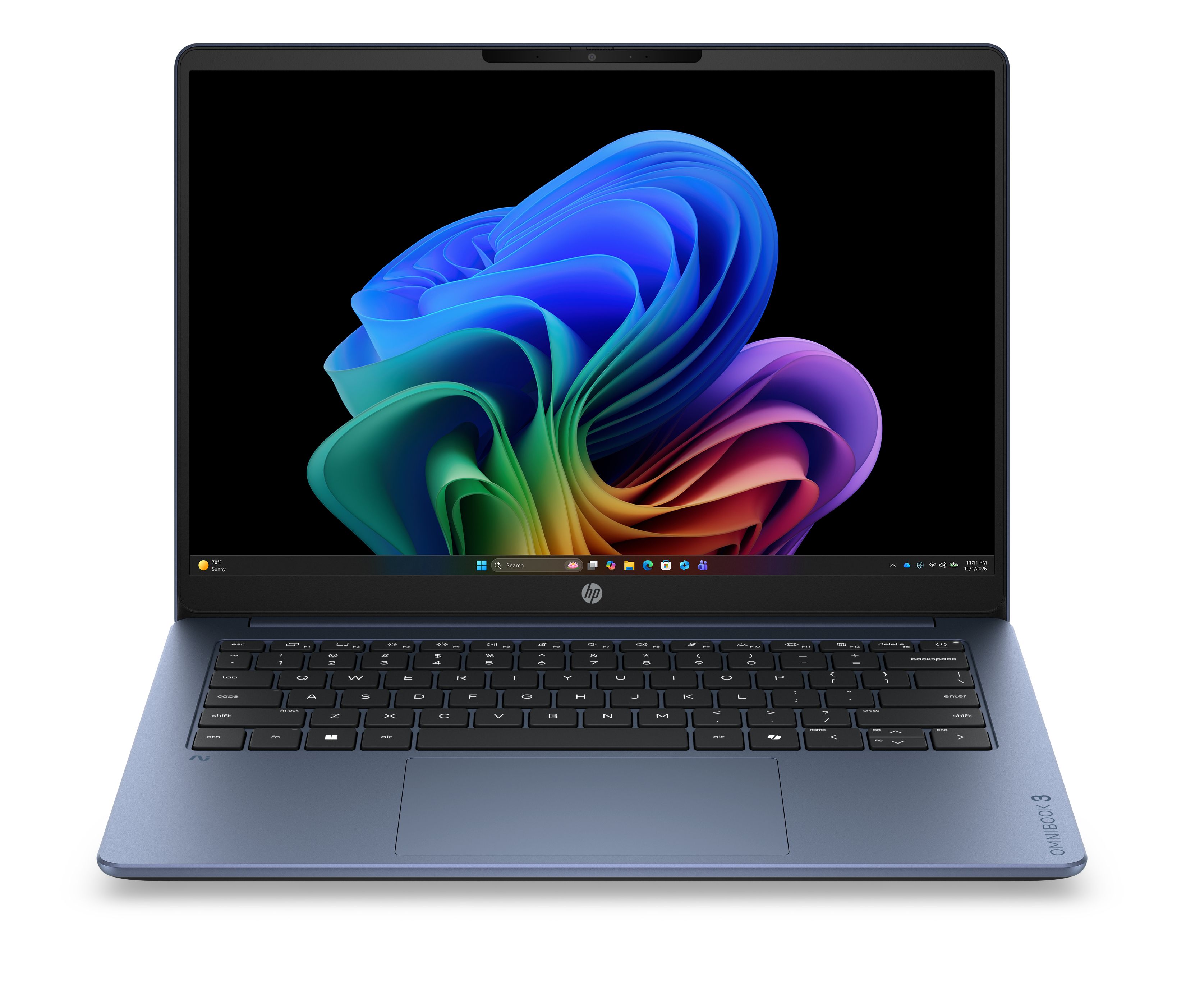 HP OmniBook 3 Laptop Next Gen AI 14-hz0916ndx Copilot+ PC Snapdragon X1-26-100 35,6 cm (14") 2K 16 GB LPDDR5x-SDRAM 512 GB SSD Wi-Fi 6E (802.11ax) Windows 11 Home Blauw