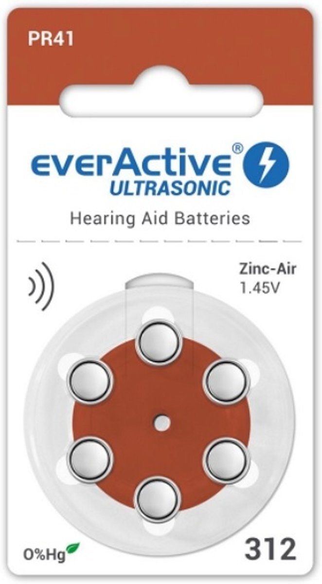 - PR41 - 4607 - Bruin 1 45V Hoortoestel gehoorapparaat batterij knoopcel - 6 batterijen