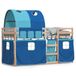 VidaXL Stapelbed met gordijnen 90x200 cm massief grenenhout blauw