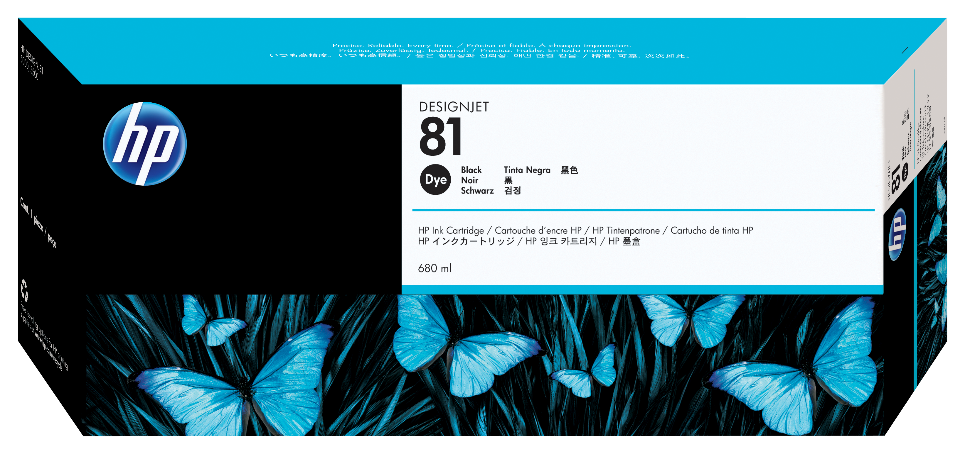 HP 81 zwarte kleurstofinktcartridge, 680 ml single pack / zwart