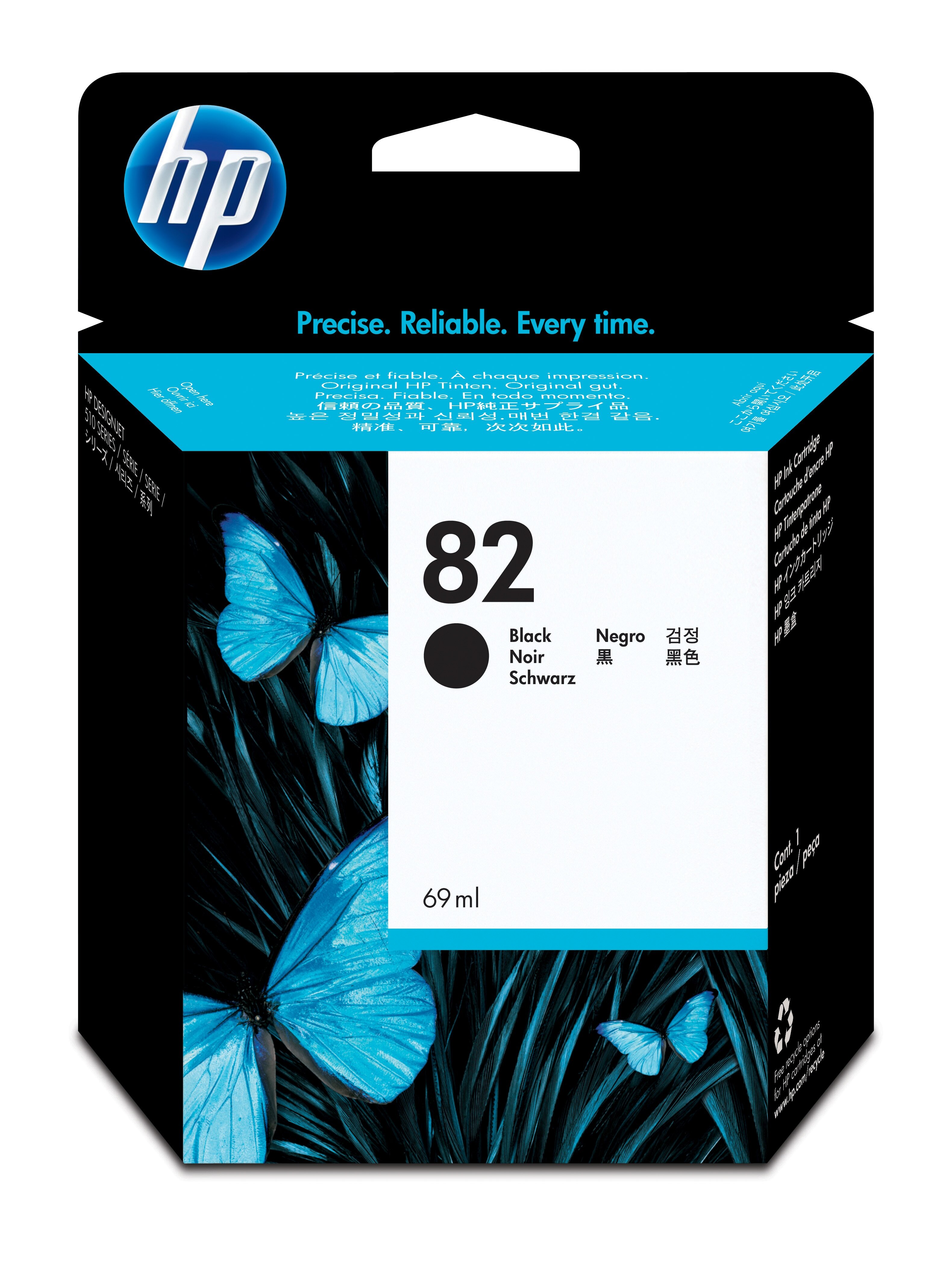 HP 82 zwarte DesignJet inktcartridge, 69 ml single pack / zwart