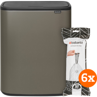Brabantia Bo Touch Bin 60 Liter Platinum + Vuilniszakken (120 stuks)