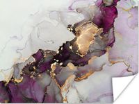 PosterMonkey Poster Marmer - Abstract - Goud - Paars - 120x90 cm