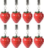Decoris Tafelkleedgewichtjes/hangers - 8x - Aardbei - Kunststeen - Rood