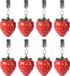 Decoris Tafelkleedgewichtjes/hangers - 8x - Aardbei - Kunststeen - Rood