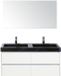 BES LED Dante Badmeubelset 120 cm - Wit Hoogglans - Wastafel Hardsteen Wit Lucca Dubbel met Spiegel
