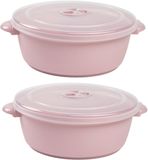 Plasticforte Magnetron opwarm schaal - 2x - met deksel/ventiel - 2 Liter - roze - kunststof - BPA vrij