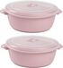 Plasticforte Magnetron opwarm schaal - 2x - met deksel/ventiel - 2 Liter - roze - kunststof - BPA vrij