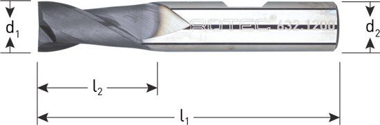 Rotec VHM spiebaanfrees, 'Silver-Line', kort, TiAlN, ø6