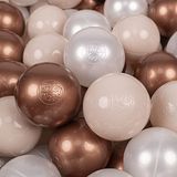 KiddyMoon 50 ballen 7cm kinderballen - speelballen voor ballenbad baby - plastic ballen made in eu - pastel beige wit parelmoer