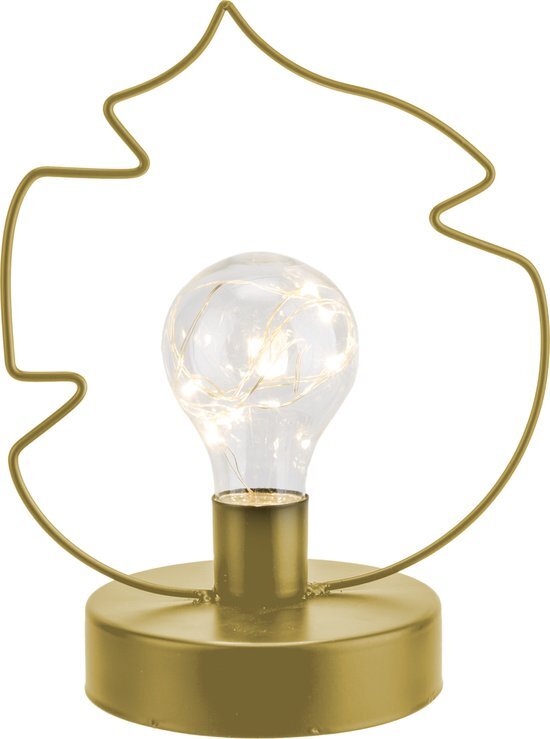 Konges Slöjd Cosy & Trendy - Lamp - Blad - LED - Lichtkralen - H21cm - Tafellamp - Goud