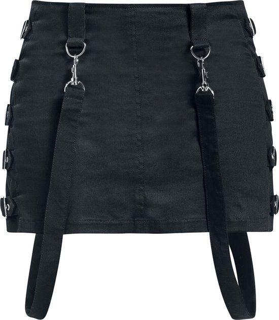 Gothicana Zwarte korte rok met gespen - Dames - S