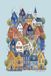 Whimsical Town Watercolor Grid Notebook