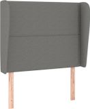 vidaXL Hoofdbord met randen 103x23x118/128 cm stof donkergrijs