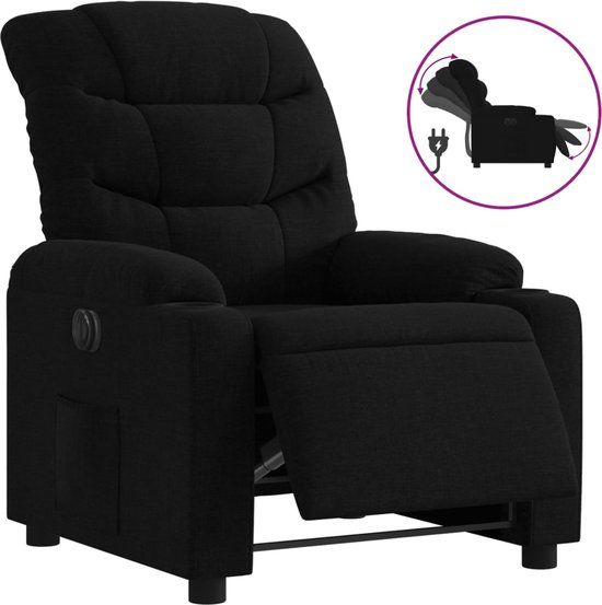 vidaXL Fauteuil verstelbaar elektrisch stof zwart