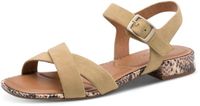 Tamaris - Dames - Sandalen - Bruin - Maat 36 - Platte Sandalen - Leer - Dierenprint