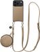 AVY Leren Hoesje Geschikt voor Apple iPhone 18 Pro | Met Koord en Mini Telefoontasje | Compatibel met MagSafe | Leather Case met 130 CM Koord & Pouch | Long Leather | Beige