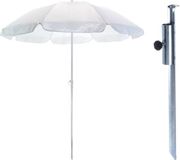 Merkloos Parasol met metalen grondharing - wit - polyester - Dia 145 cm