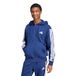 adidas Essential Three Stripes Fleece Zipper Hoodie Sweatshirt, dark blue/white, L