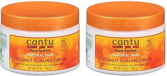 Cantu Natural Hair Coconut Curling Cream 12 Ounce Jar (2 Pack)