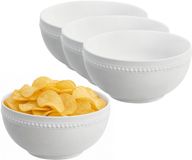 Vessia Snackschaaltjes - wit - 4x stuks - D15 cm - keramiek - chips / nootjes - 600 ml