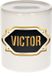 Bellatio Decorations Shoppartners Bv Spaarpot met voornaam Victor - wit - met goud/zwart embleem - 8 x 9 cm - keramiek - met afsluitdop - cadeau verjaardag
